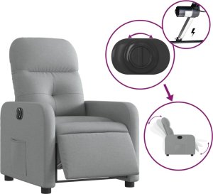vidaXL Elektryczny fotel rozkładany, jasnoszary, obity tkaniną 5
