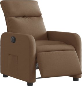 vidaXL Elektryczny fotel rozkładany, brązowy, obity tkaniną 3