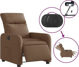 vidaXL Elektryczny fotel rozkładany, brązowy, obity tkaniną 6