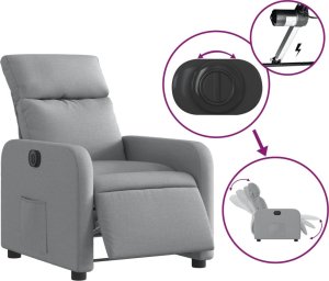 vidaXL Elektryczny fotel rozkładany, jasnoszary, obity tkaniną 6