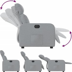 vidaXL Elektryczny fotel rozkładany, jasnoszary, obity tkaniną 7