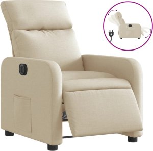 vidaXL Elektryczny fotel rozkładany, kremowy, obity tkaniną 2