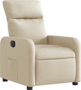 vidaXL Elektryczny fotel rozkładany, kremowy, obity tkaniną 4