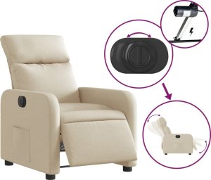 vidaXL Elektryczny fotel rozkładany, kremowy, obity tkaniną 6