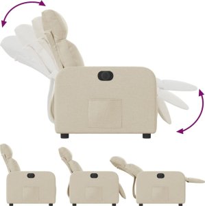 vidaXL Elektryczny fotel rozkładany, kremowy, obity tkaniną 7