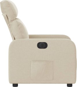 vidaXL Elektryczny fotel rozkładany, kremowy, obity tkaniną 10