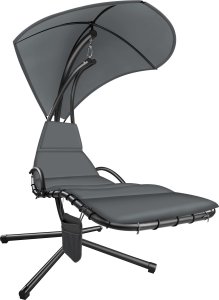 Tectake Leżak wiszący Elaria z daszkiem przeciwsłonecznym i kieszenią boczną - szary 2