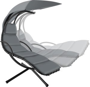 Tectake Leżak wiszący Elaria z daszkiem przeciwsłonecznym i kieszenią boczną - szary 3