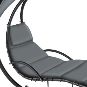 Tectake Leżak wiszący Elaria z daszkiem przeciwsłonecznym i kieszenią boczną - szary 5