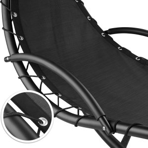 Tectake Leżak wiszący Elaria z daszkiem przeciwsłonecznym i kieszenią boczną - szary 7