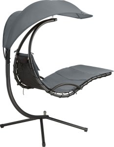 Tectake Leżak wiszący Elaria z daszkiem przeciwsłonecznym i kieszenią boczną - szary 8