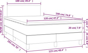 vidaXL Łóżko kontynentalne z materacem i LED, czarne, 120x190 cm 11