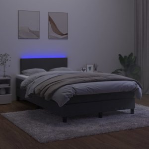 vidaXL Łóżko kontynentalne z materacem i LED, czarne, 120x190 cm 4