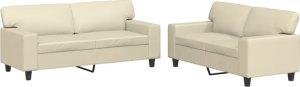 vidaXL 2-cz. komplet wypoczynkowy, kremowy, obity sztuczną skórą 2
