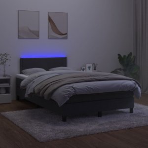 vidaXL Łóżko kontynentalne z materacem i LED, czarne, 120x190 cm 4