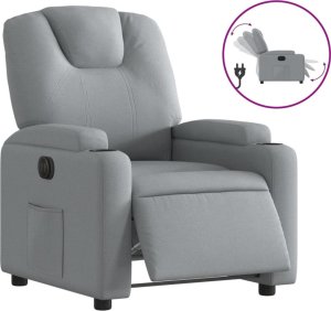 vidaXL Elektryczny fotel rozkładany, jasnoszary, obity tkaniną 2