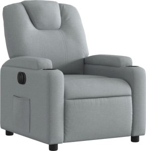 vidaXL Elektryczny fotel rozkładany, jasnoszary, obity tkaniną 4
