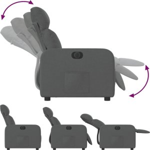 vidaXL Elektryczny fotel rozkładany, ciemnoszary, obity tkaniną 7