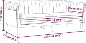 vidaXL Sofa 3-osobowa, ciemnoszara, tapicerowana aksamitem 9