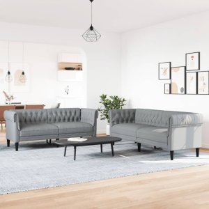 vidaXL 2-cz. komplet wypoczynkowy, jasnoszary, obity tkaniną 3