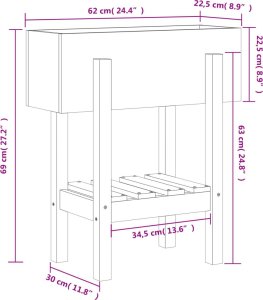 vidaXL Donica ogrodowa, miodowy brąz, 62x30x69 cm, lite drewno sosnowe 9