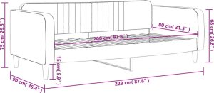 vidaXL Sofa z funkcją spania, czarna, 80x200 cm, obita aksamitem 8