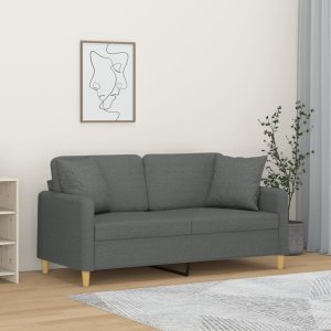 vidaXL 2-osobowa sofa z poduszkami, ciemnoszara, 140 cm, tkanina 1