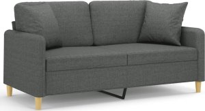 vidaXL 2-osobowa sofa z poduszkami, ciemnoszara, 140 cm, tkanina 2