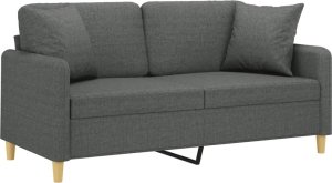 vidaXL 2-osobowa sofa z poduszkami, ciemnoszara, 140 cm, tkanina 3