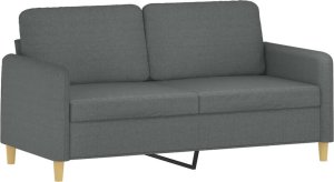 vidaXL 2-osobowa sofa z poduszkami, ciemnoszara, 140 cm, tkanina 4
