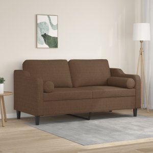 vidaXL 2-osobowa sofa z poduszkami, brązowa, 140 cm, tkanina 1