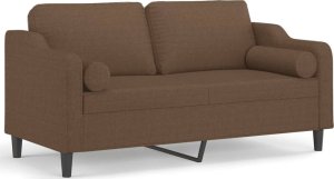 vidaXL 2-osobowa sofa z poduszkami, brązowa, 140 cm, tkanina 2