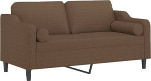 vidaXL 2-osobowa sofa z poduszkami, brązowa, 140 cm, tkanina 3