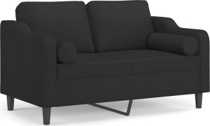 vidaXL 2-osobowa sofa z poduszkami, czarna, 120 cm, tkanina 2