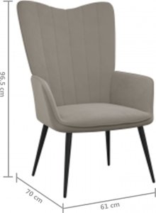 vidaXL Fotel z podnóżkiem, jasnoszary, obity aksamitem 11