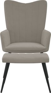 vidaXL Fotel z podnóżkiem, jasnoszary, obity aksamitem 2