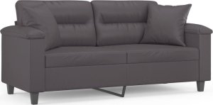 vidaXL 2-osobowa sofa z poduszkami, szara, 140 cm, sztuczna skóra 2