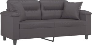vidaXL 2-osobowa sofa z poduszkami, szara, 140 cm, sztuczna skóra 3