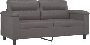 vidaXL 2-osobowa sofa z poduszkami, szara, 140 cm, sztuczna skóra 4