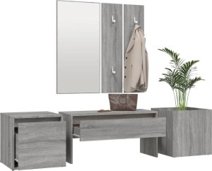 vidaXL Zestaw mebli do przedpokoju, szary dąb sonoma 4