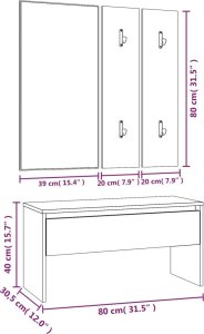 vidaXL Zestaw mebli do przedpokoju, szary dąb sonoma 10