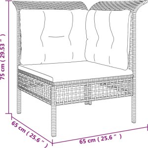 vidaXL 5-cz. zestaw wypoczynkowy do ogrodu, poduszki, szary, rattan PE 7