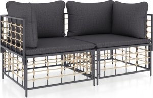 vidaXL Narożne moduły sofy z poduszkami, 2 szt., polirattan 2