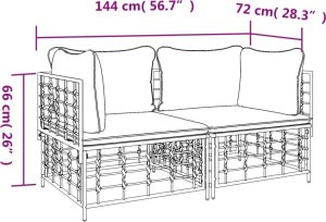 vidaXL Narożne moduły sofy z poduszkami, 2 szt., polirattan 7