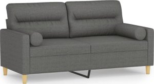 vidaXL 2-osobowa sofa z poduszkami, ciemnoszara, 140 cm, tkanina 2