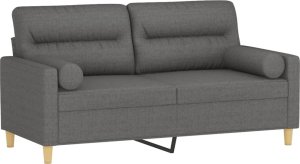 vidaXL 2-osobowa sofa z poduszkami, ciemnoszara, 140 cm, tkanina 3