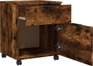 vidaXL Szafka na dokumenty, na kółkach, przydymiony dąb, 45x38x54 cm 4