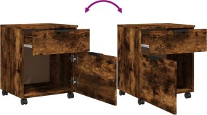 vidaXL Szafka na dokumenty, na kółkach, przydymiony dąb, 45x38x54 cm 6