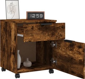 vidaXL Szafka na dokumenty, na kółkach, przydymiony dąb, 45x38x54 cm 8