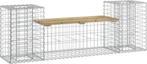 vidaXL Ławka ogrodowa z gabionem, 183x41x60,5 cm, impregnowana sosna 2